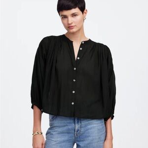 NWOT Madewell Black Balloon Sleeve Blouse